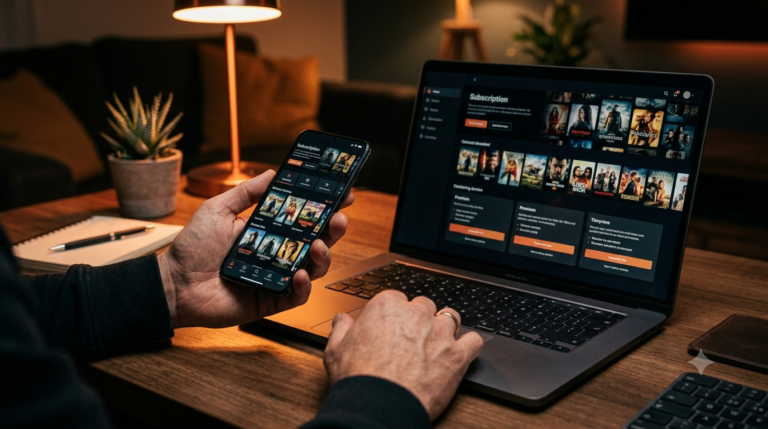 IPTV pakket keuzescherm met verschillende abonnementsopties op Smart TV