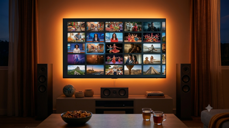 Familie kijkt Marokkaanse en internationale zenders op Smart TV via IPTV